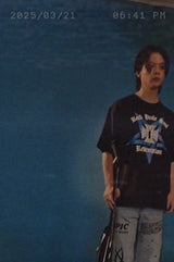 BTS of model with Pentagram Tee